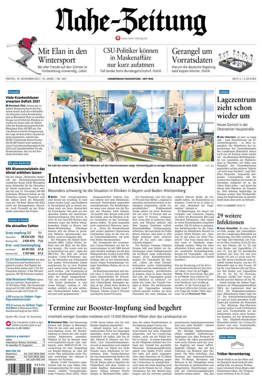 Nahe-Zeitung vom Freitag, 19.11.2021