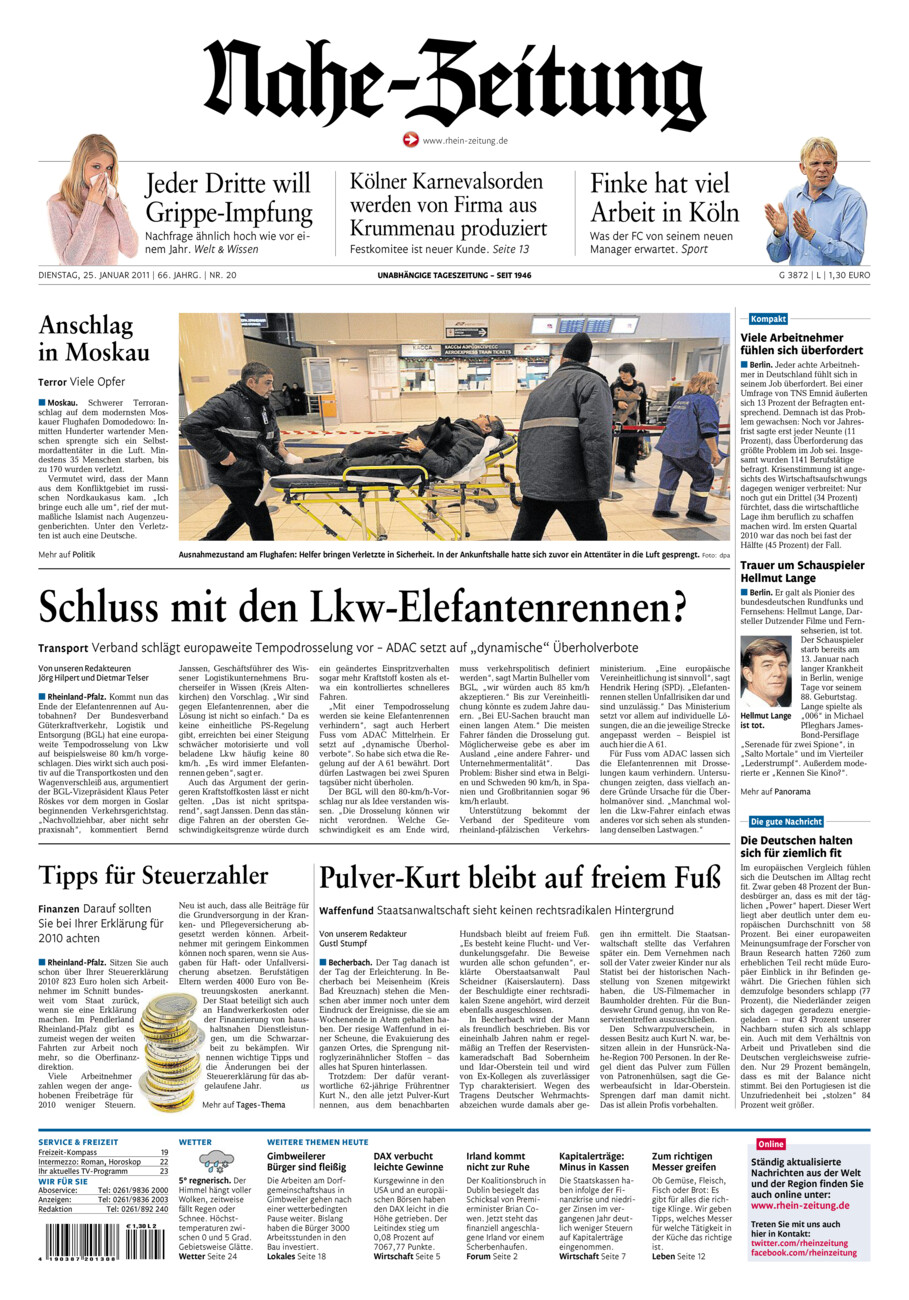 Nahe-Zeitung vom Dienstag, 25.01.2011