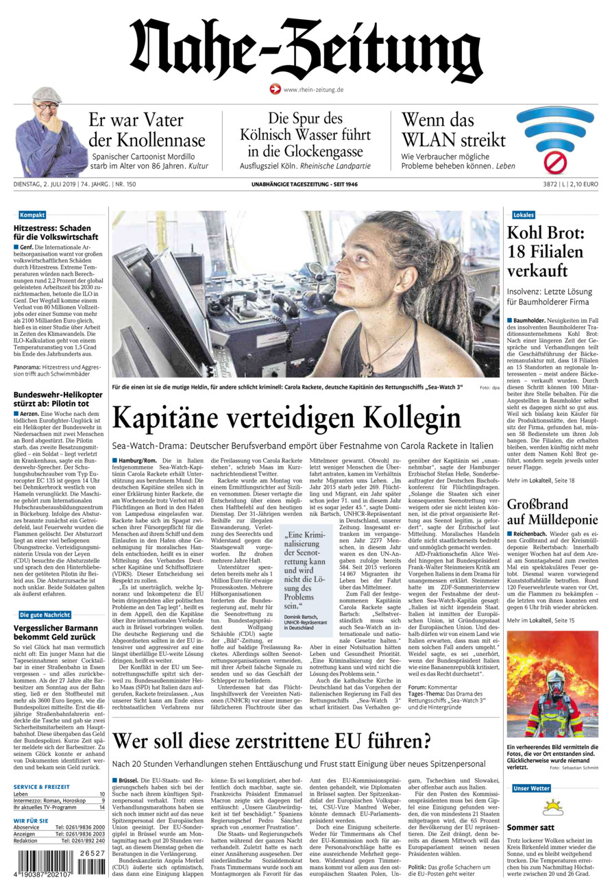 Nahe-Zeitung vom Dienstag, 02.07.2019
