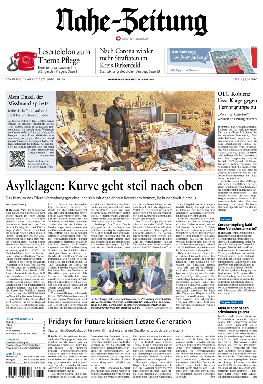 Nahe-Zeitung vom Donnerstag, 13.04.2023