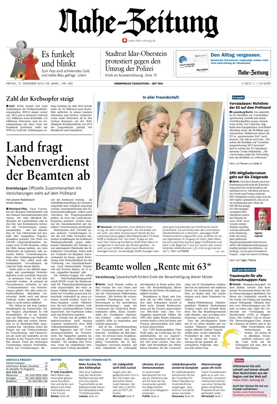 Nahe-Zeitung vom Freitag, 13.12.2013