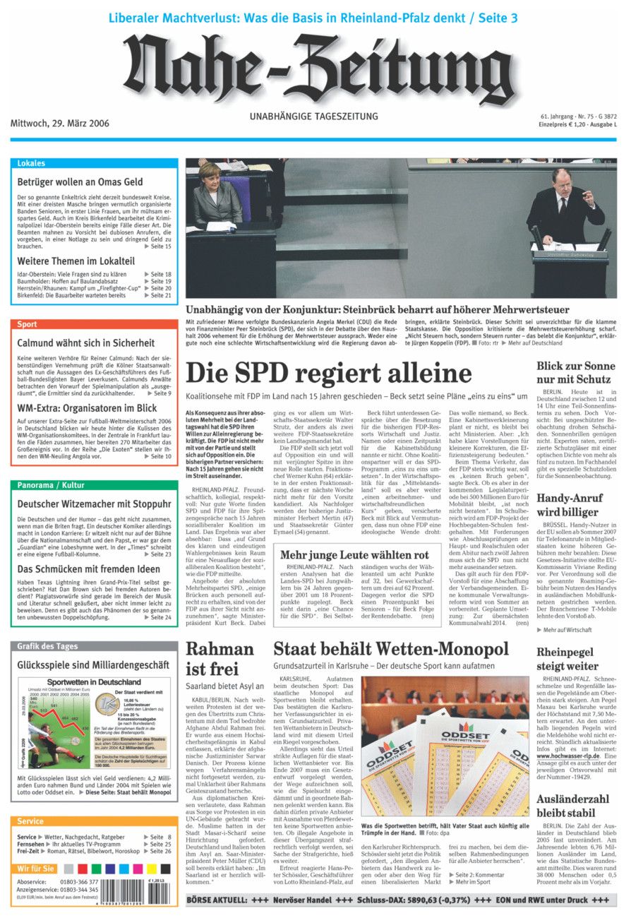 Nahe-Zeitung vom Mittwoch, 29.03.2006