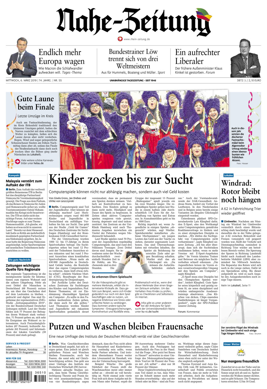Nahe-Zeitung vom Mittwoch, 06.03.2019