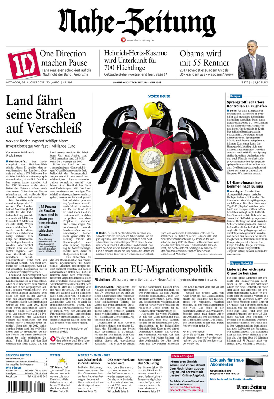 Nahe-Zeitung vom Mittwoch, 26.08.2015