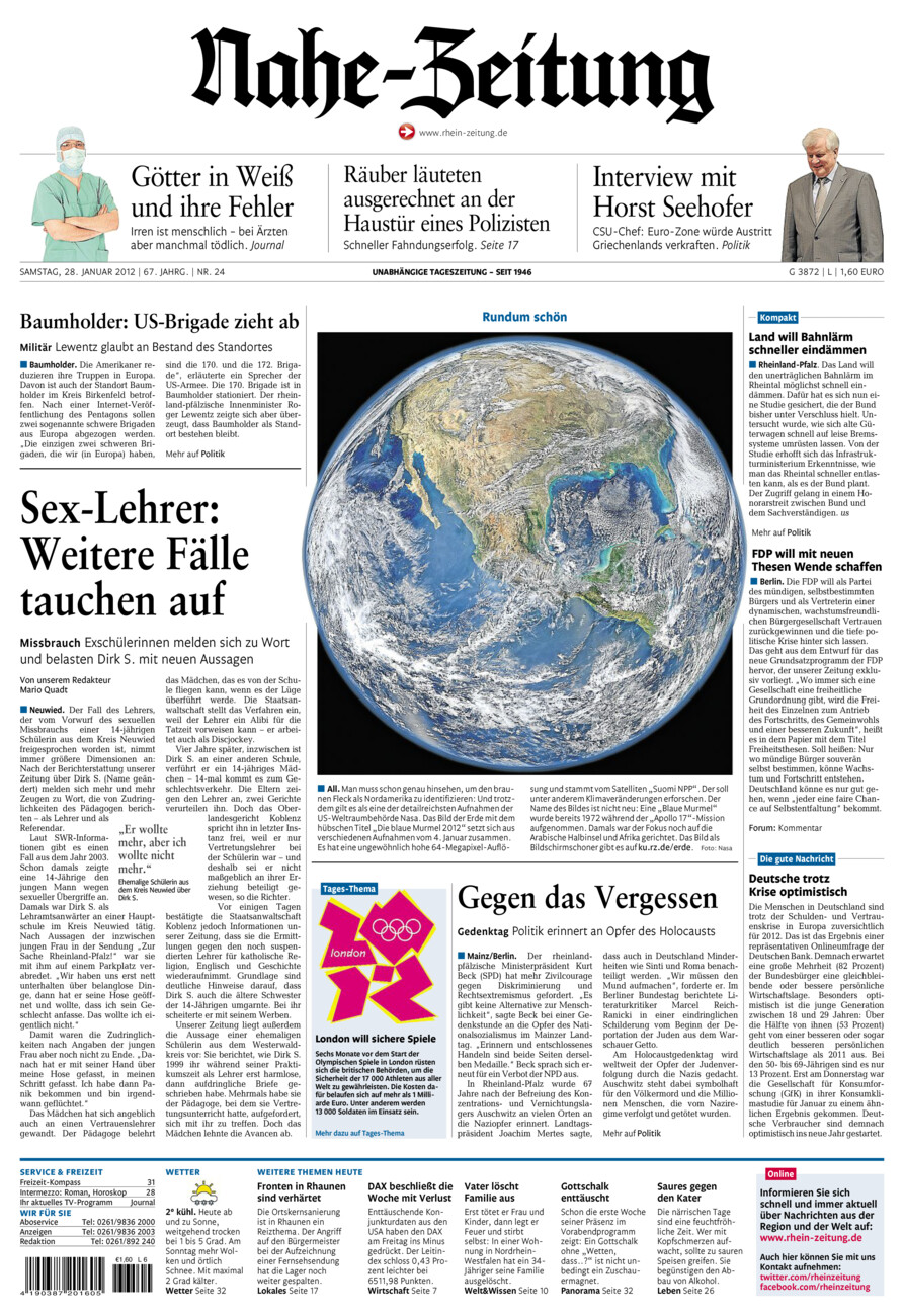 Nahe-Zeitung vom Samstag, 28.01.2012