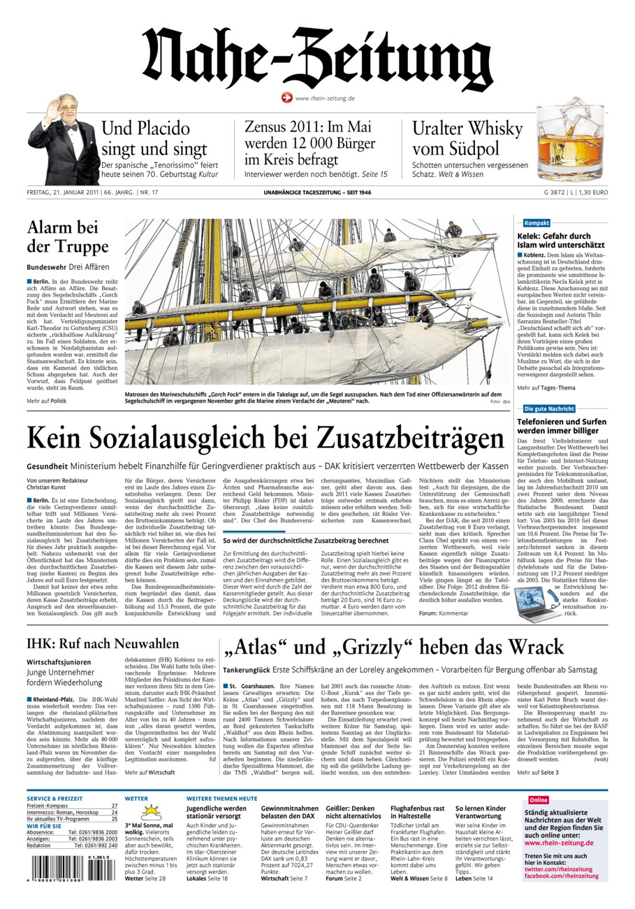 Nahe-Zeitung vom Freitag, 21.01.2011