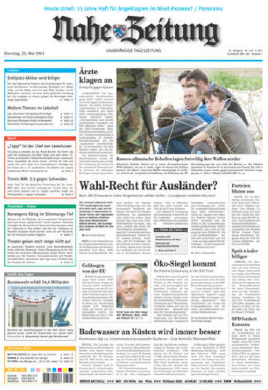 Nahe-Zeitung vom Dienstag, 22.05.2001