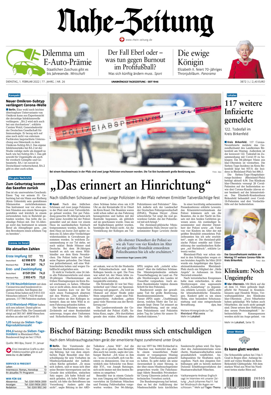 Nahe-Zeitung vom Dienstag, 01.02.2022