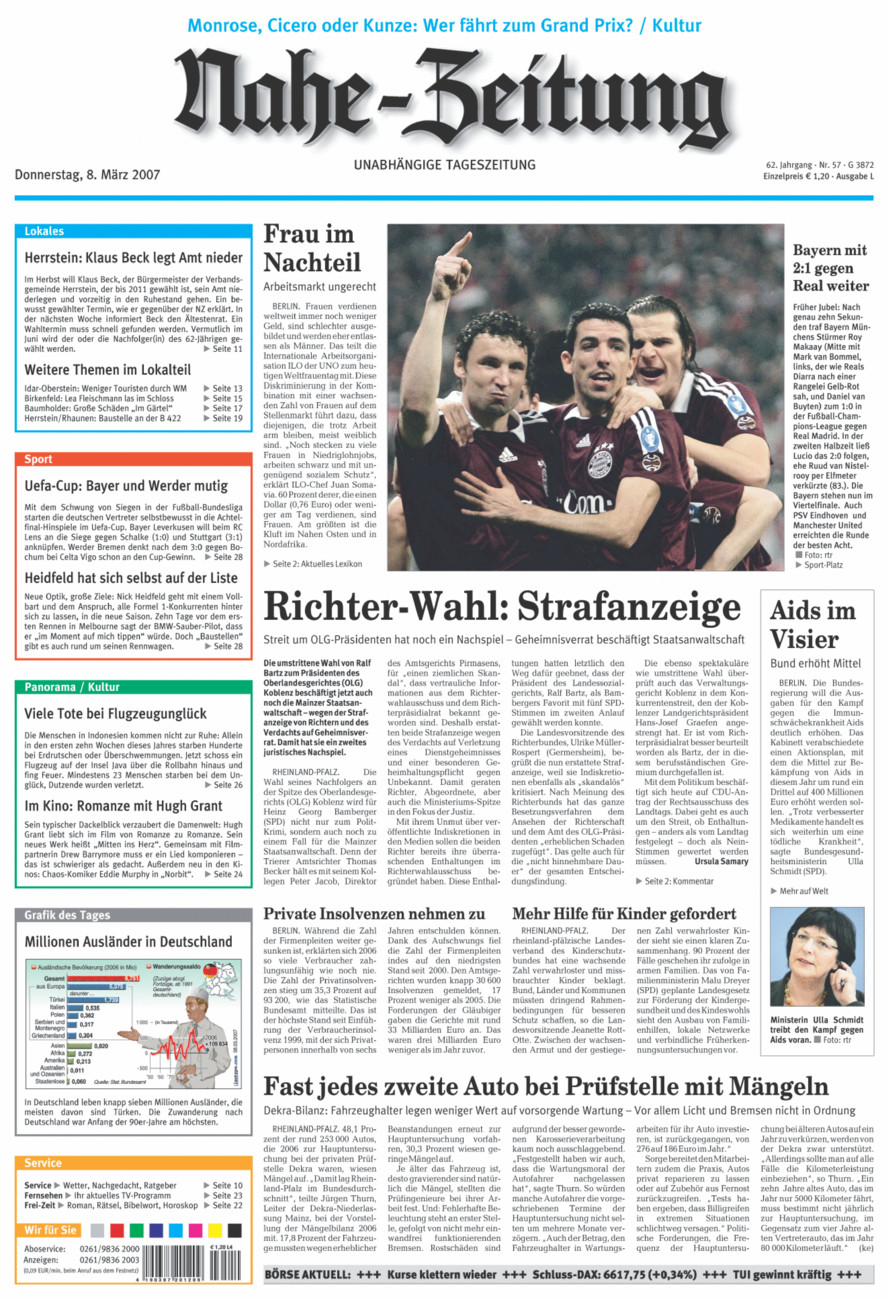 Nahe-Zeitung vom Donnerstag, 08.03.2007