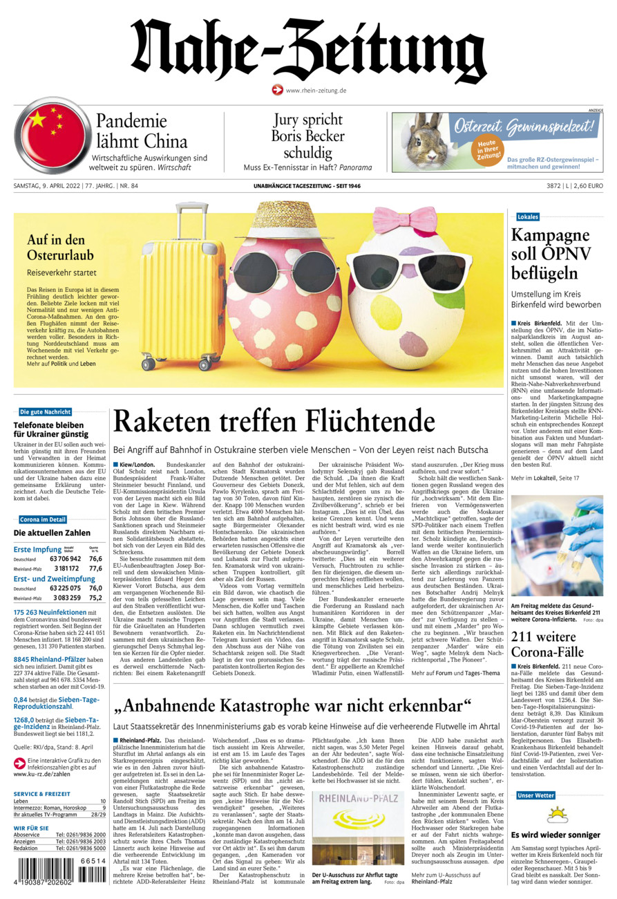Nahe-Zeitung vom Samstag, 09.04.2022