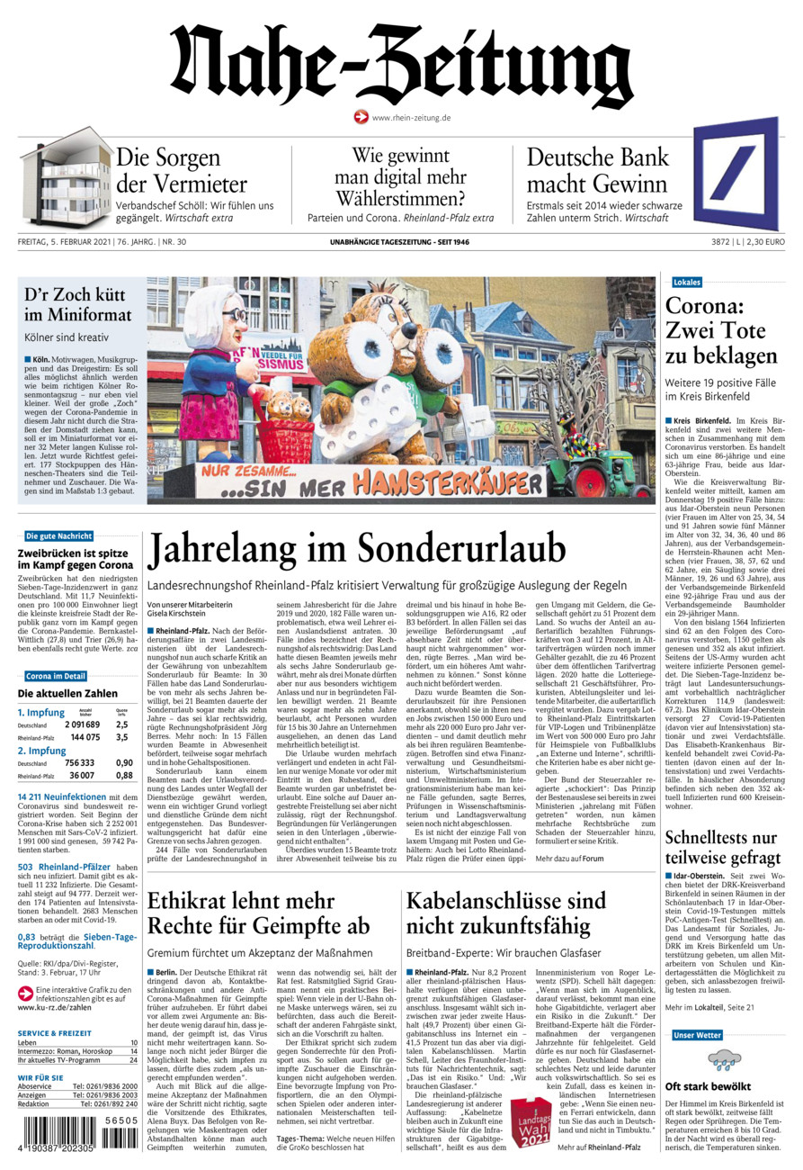 Nahe-Zeitung vom Freitag, 05.02.2021