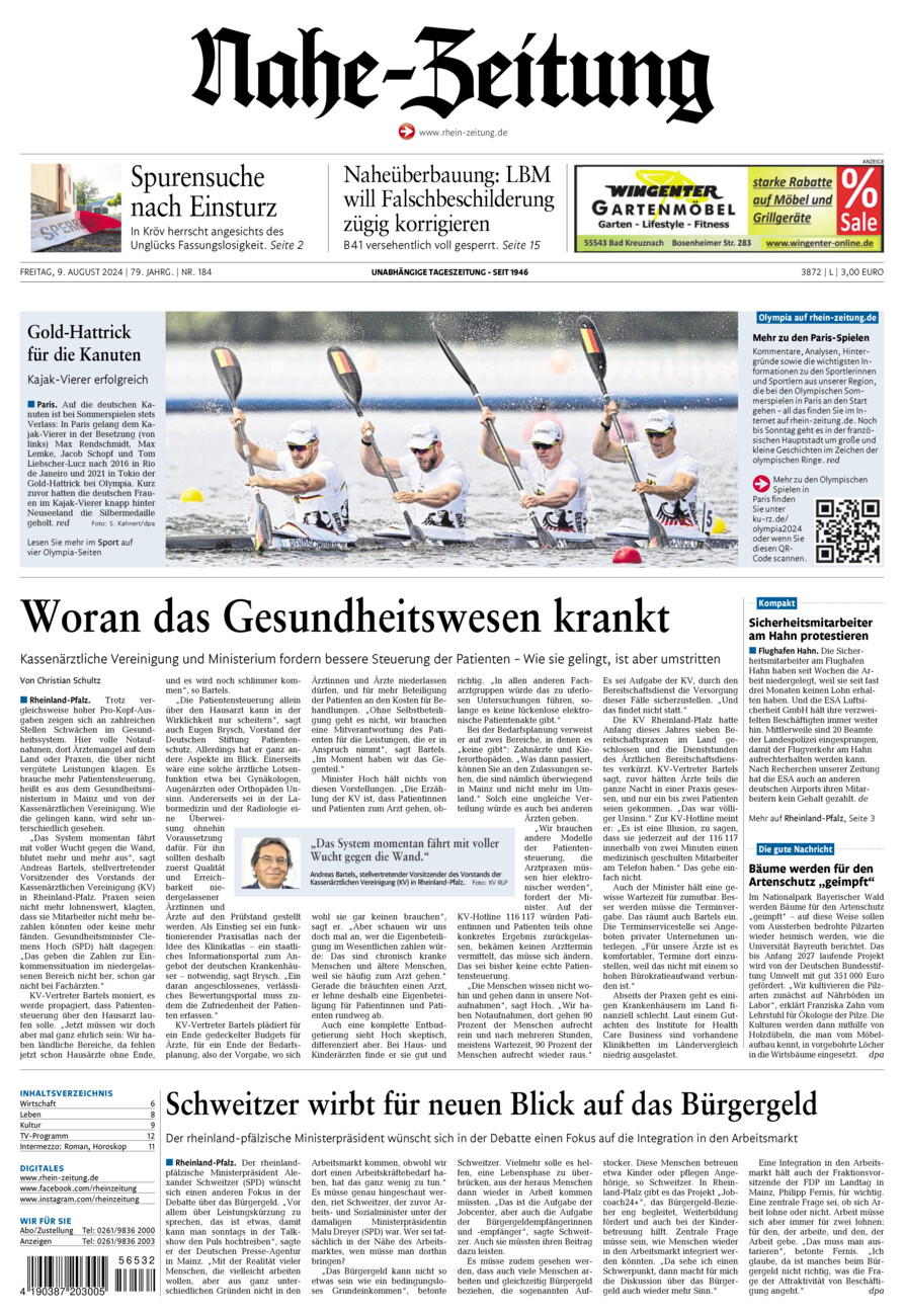 Nahe-Zeitung vom Freitag, 09.08.2024