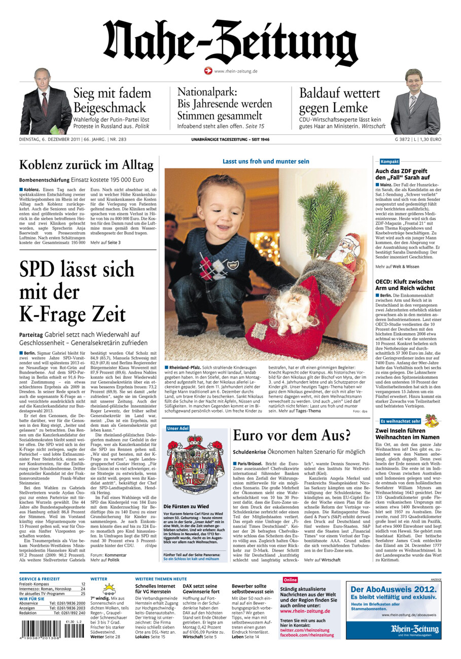 Nahe-Zeitung vom Dienstag, 06.12.2011