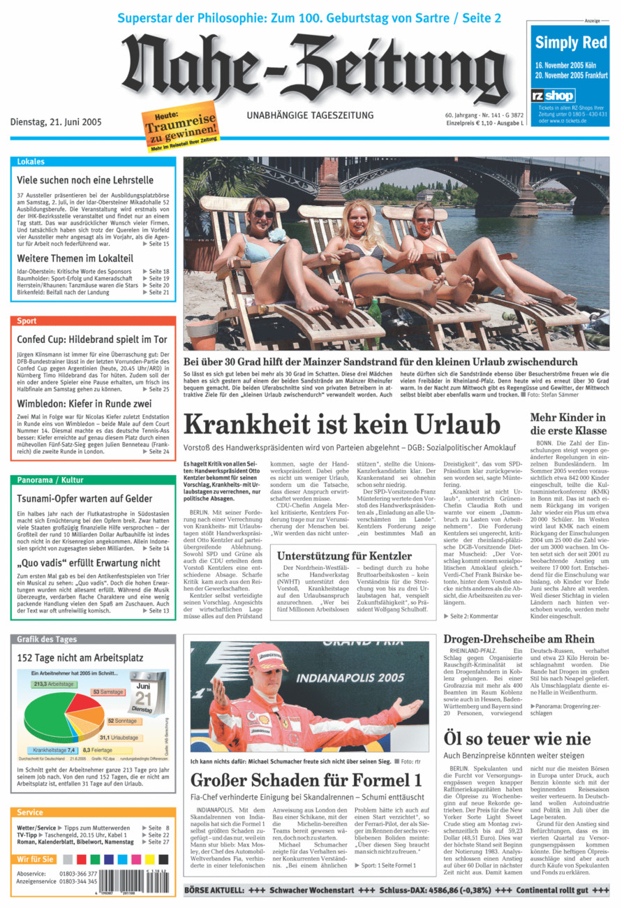 Nahe-Zeitung vom Dienstag, 21.06.2005