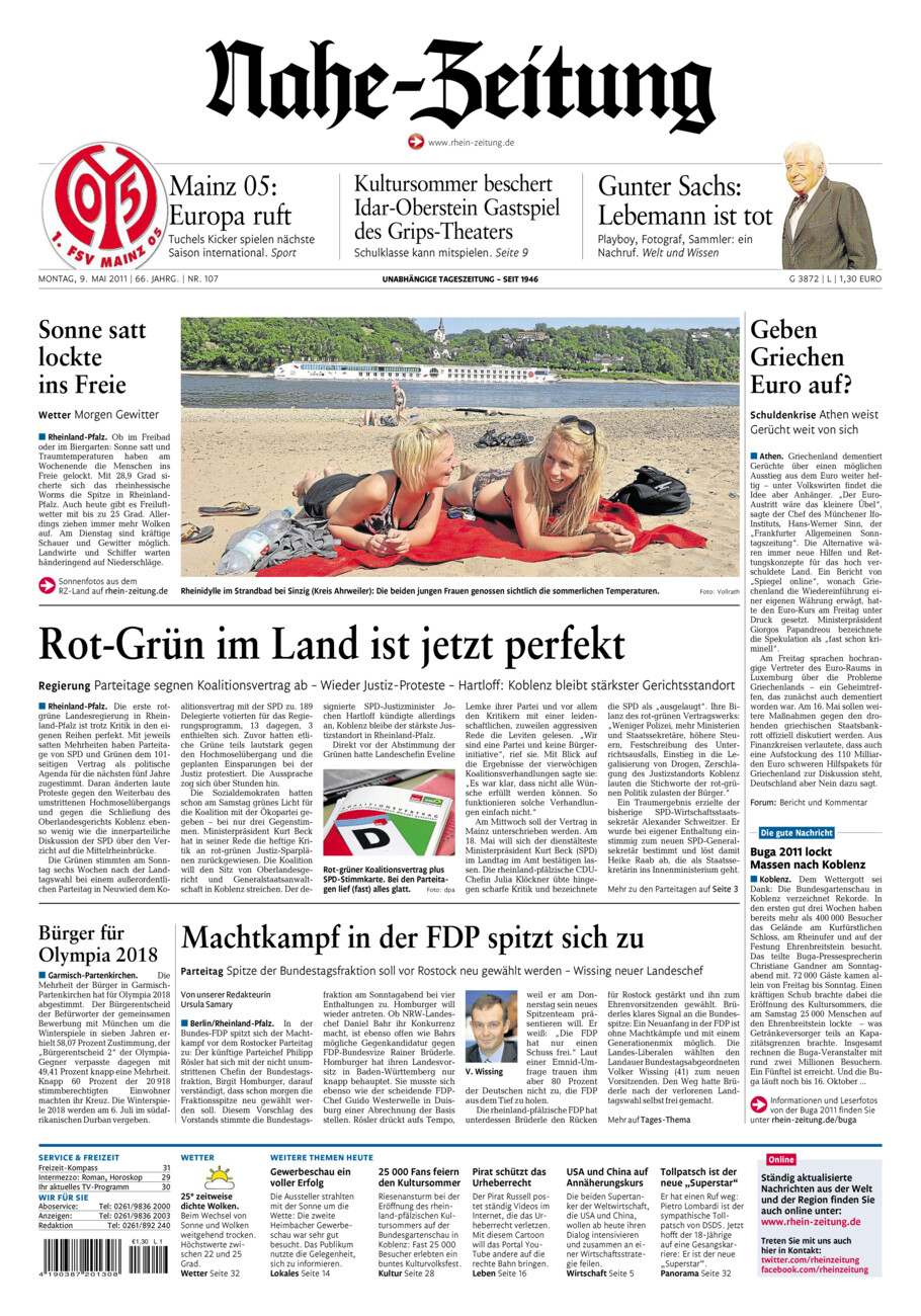 Nahe-Zeitung vom Montag, 09.05.2011