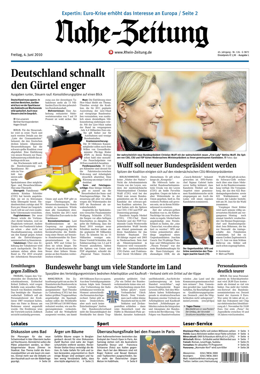 Nahe-Zeitung vom Freitag, 04.06.2010