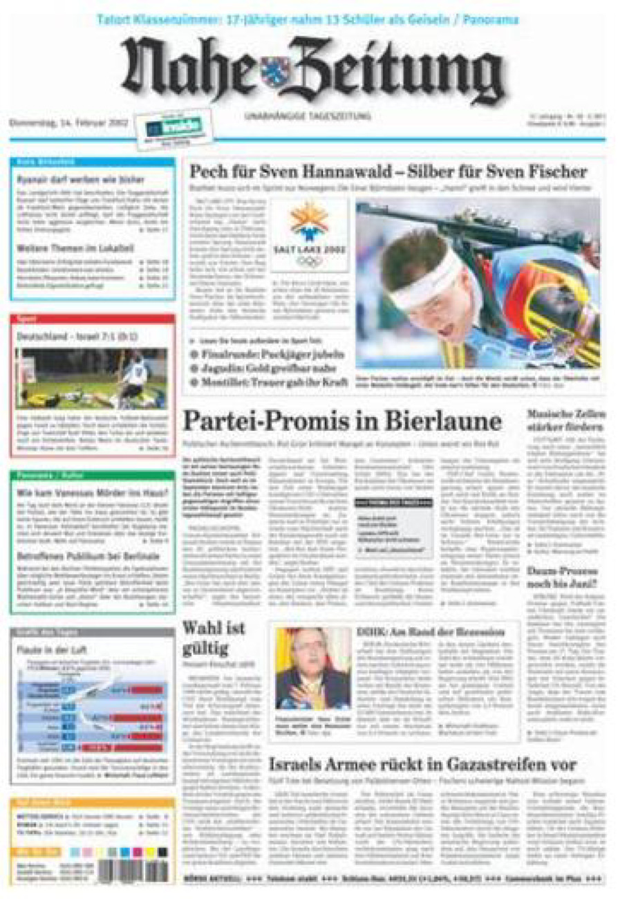 Nahe-Zeitung vom Donnerstag, 14.02.2002