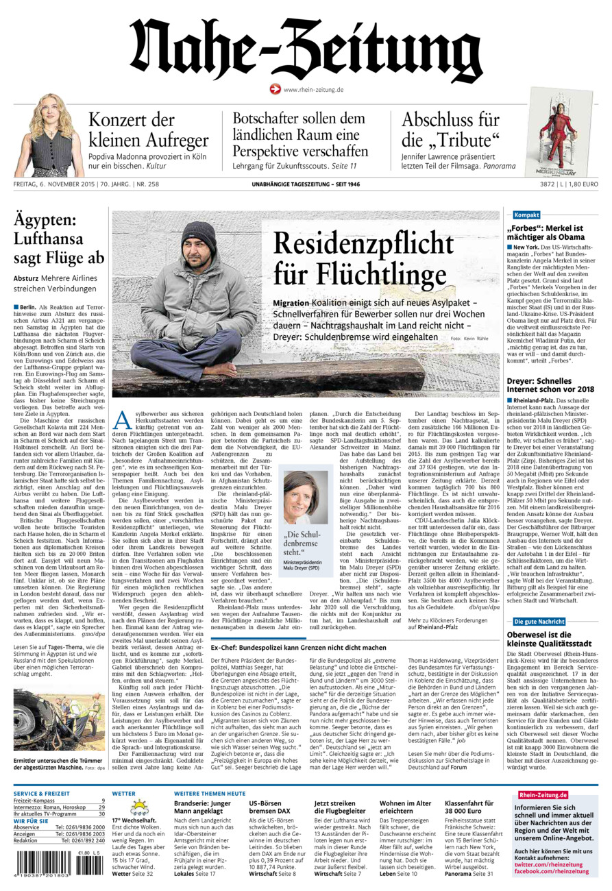 Nahe-Zeitung vom Freitag, 06.11.2015