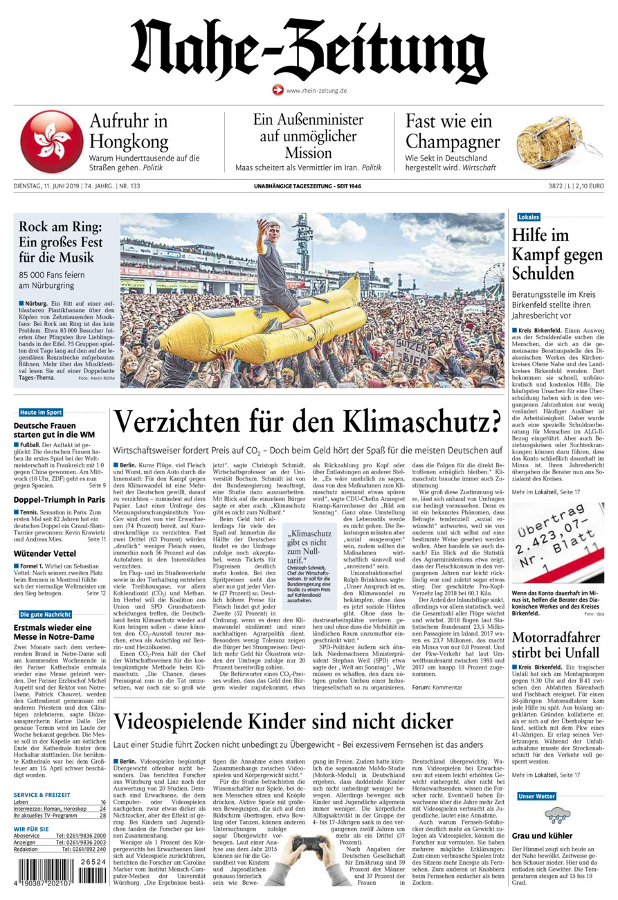 Nahe-Zeitung vom Dienstag, 11.06.2019
