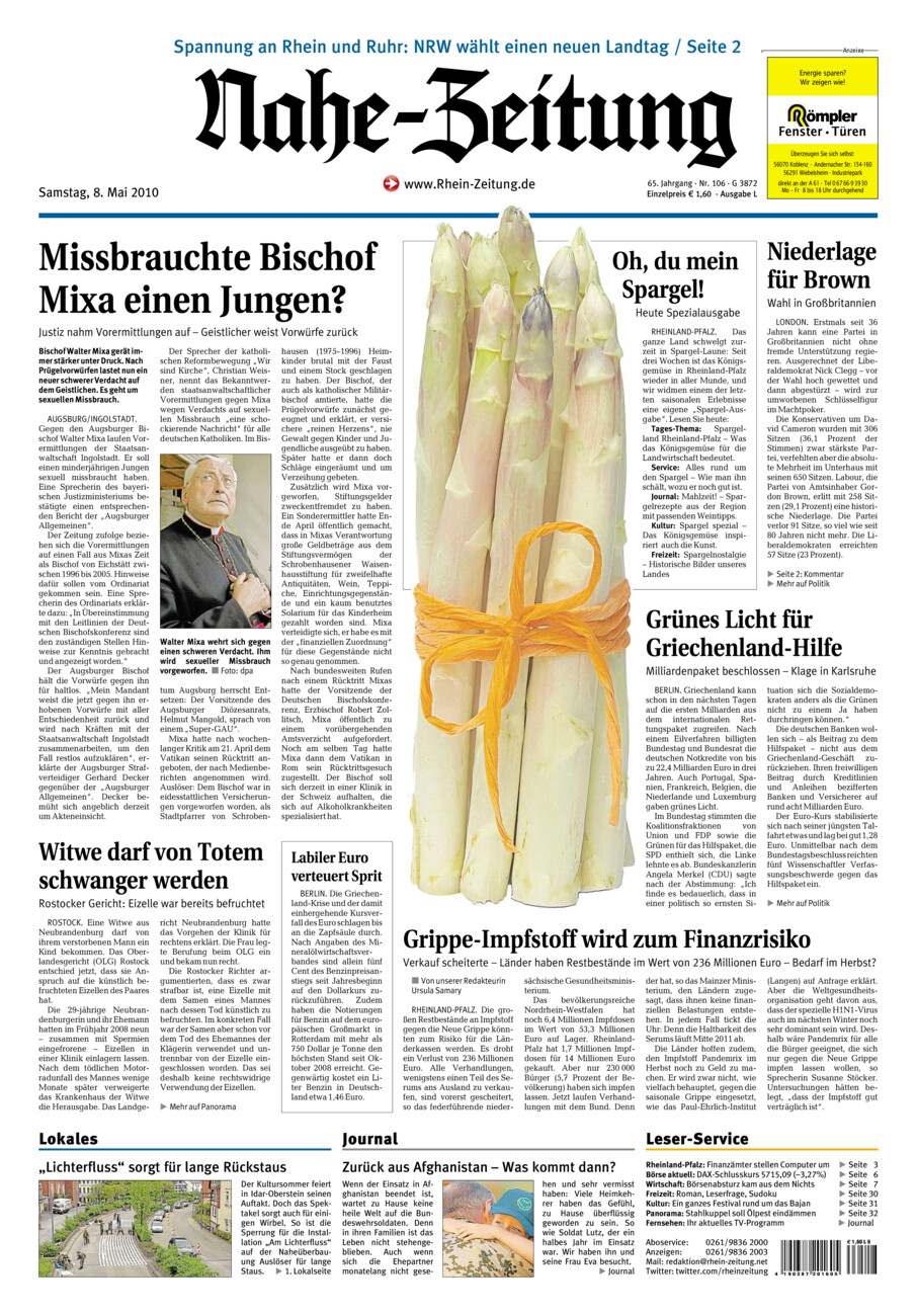 Nahe-Zeitung vom Samstag, 08.05.2010