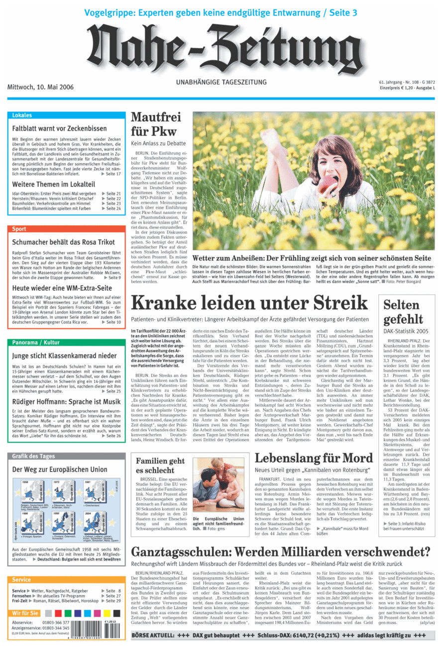 Nahe-Zeitung vom Mittwoch, 10.05.2006