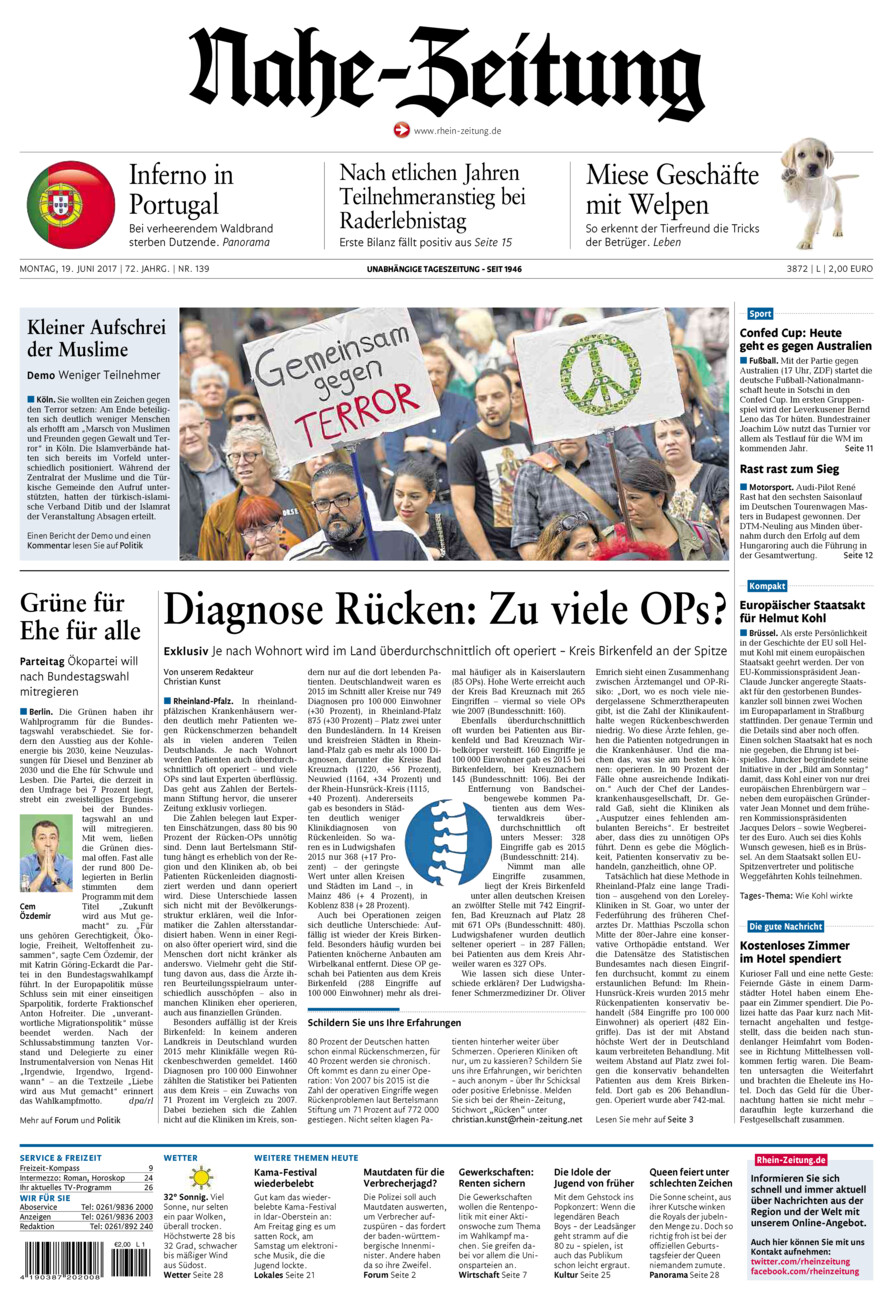 Nahe-Zeitung vom Montag, 19.06.2017