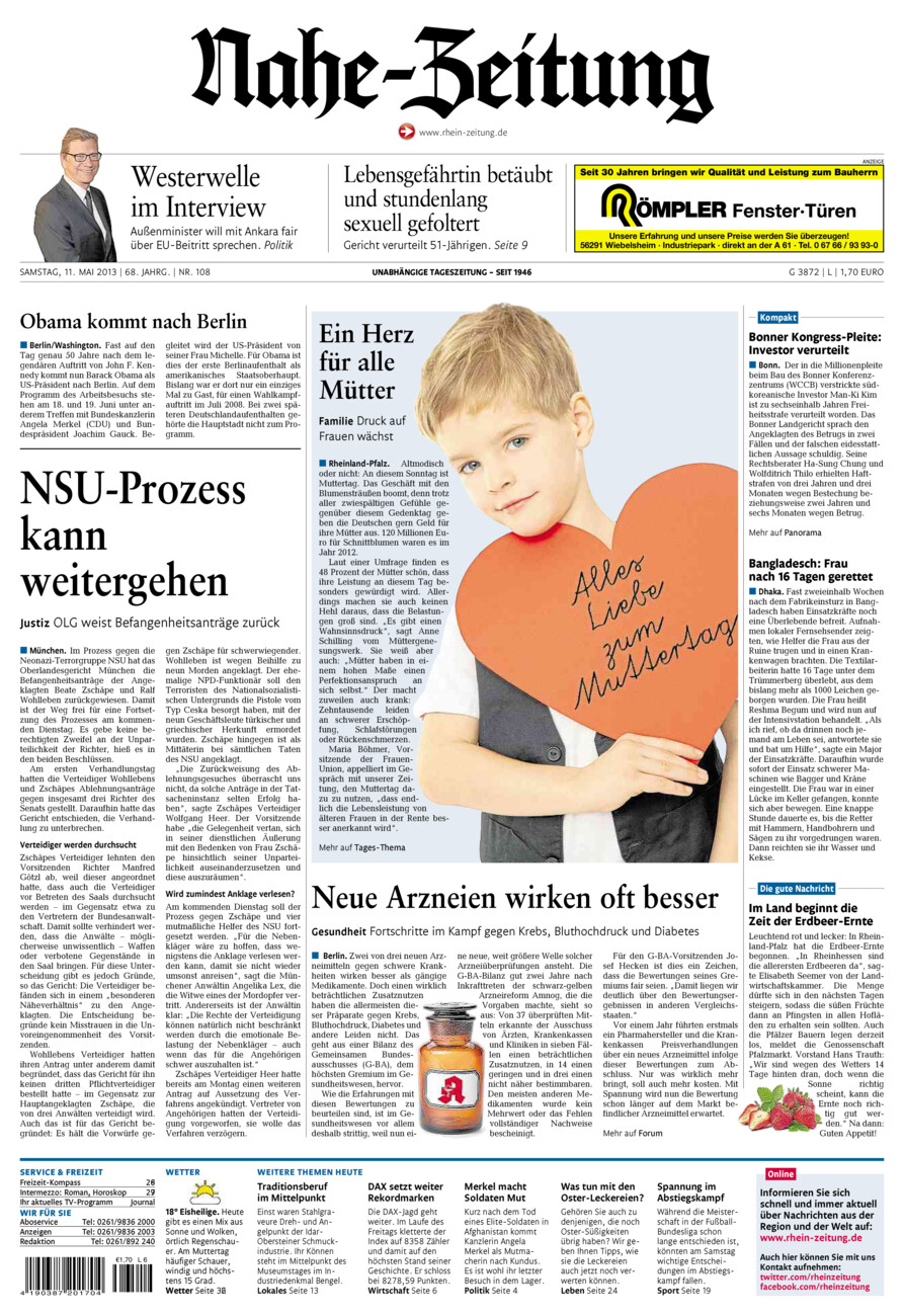 Nahe-Zeitung vom Samstag, 11.05.2013