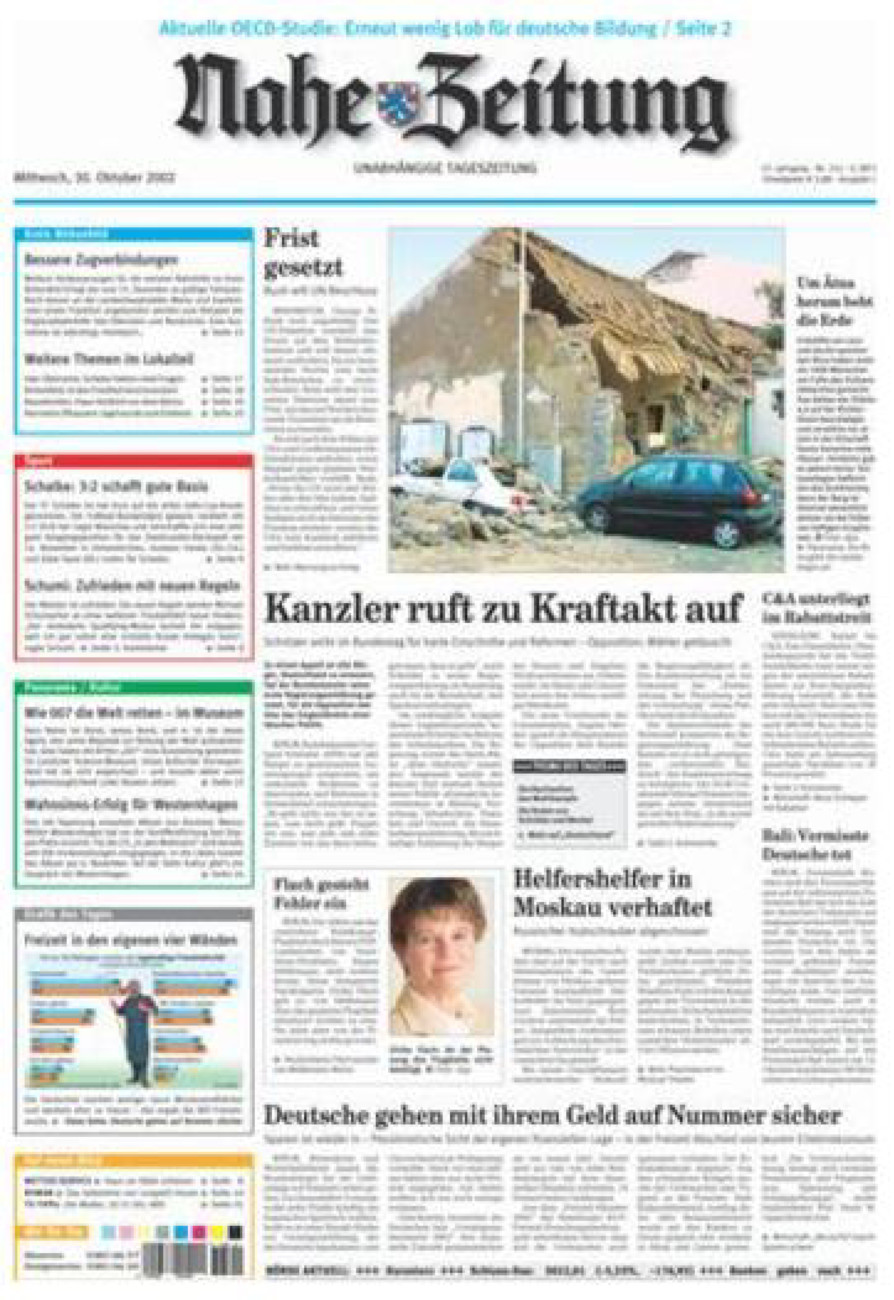 Nahe-Zeitung vom Mittwoch, 30.10.2002