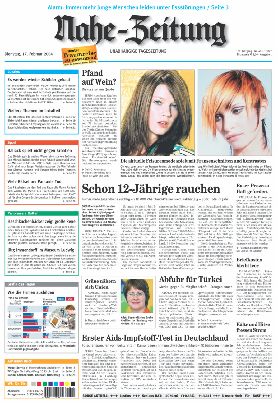 Nahe-Zeitung vom Dienstag, 17.02.2004