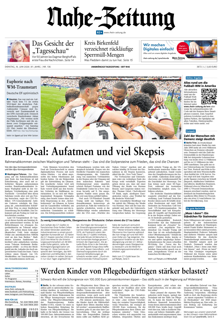 Nahe-Zeitung vom Dienstag, 16.06.2026
