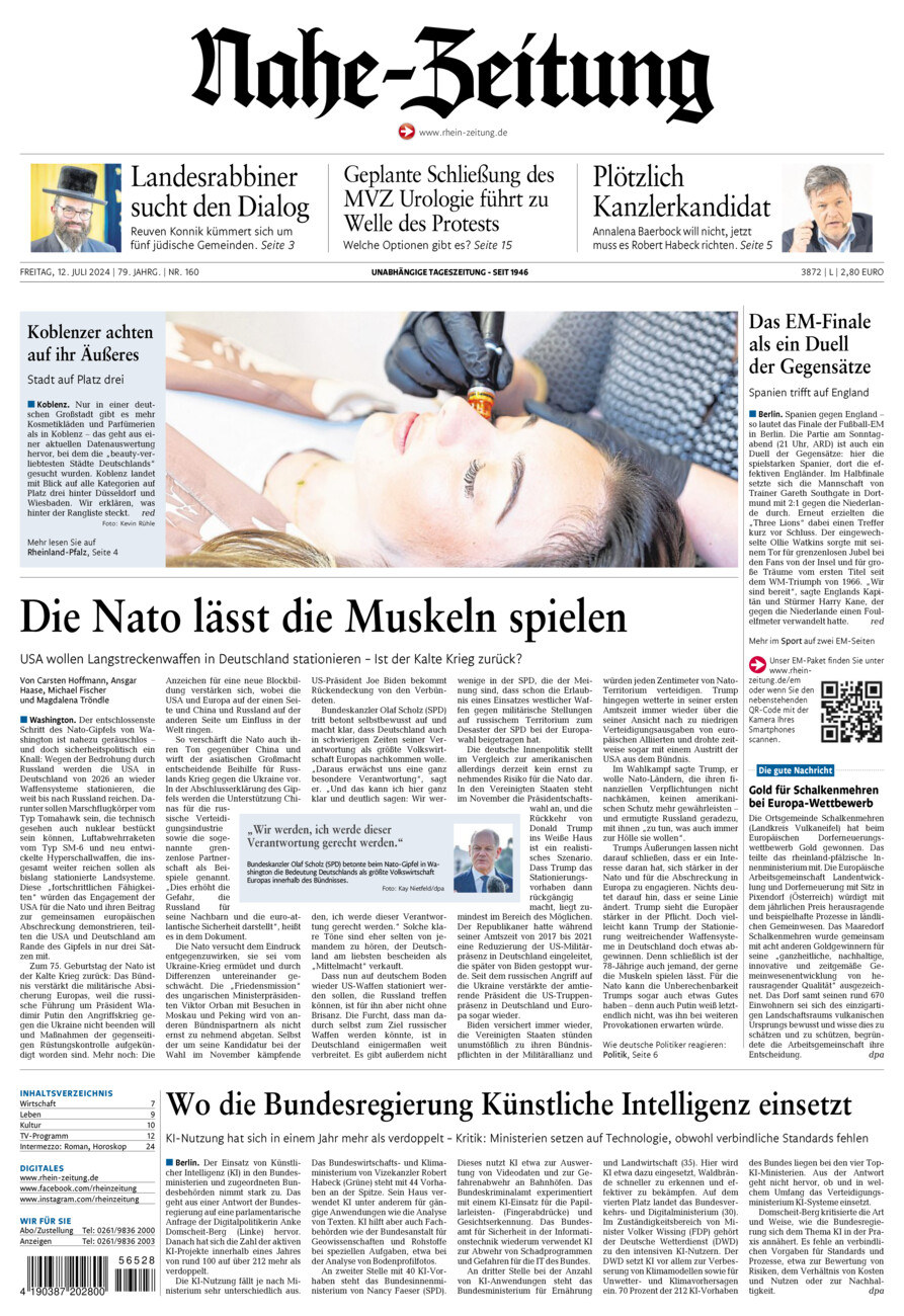 Nahe-Zeitung vom Freitag, 12.07.2024