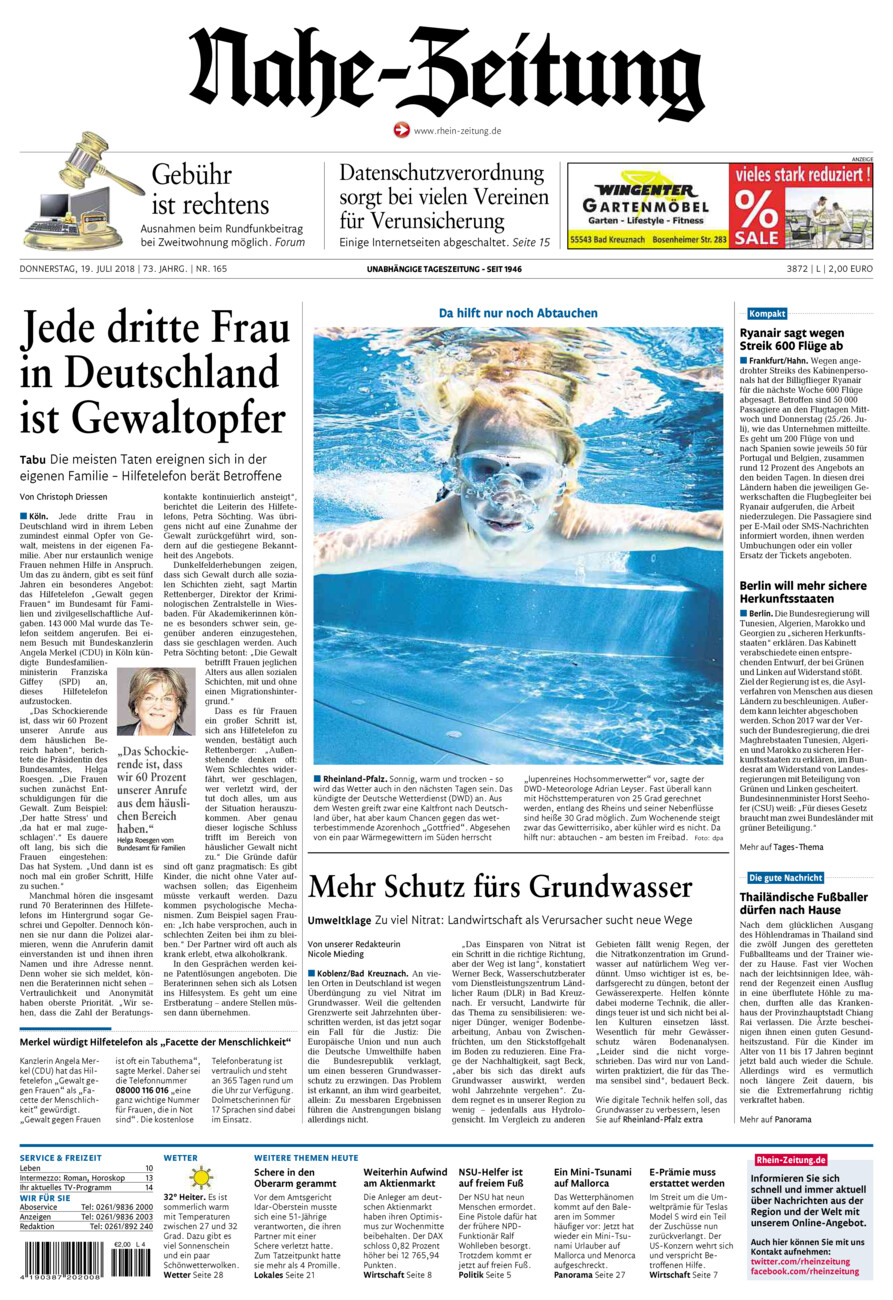 Nahe-Zeitung vom Donnerstag, 19.07.2018