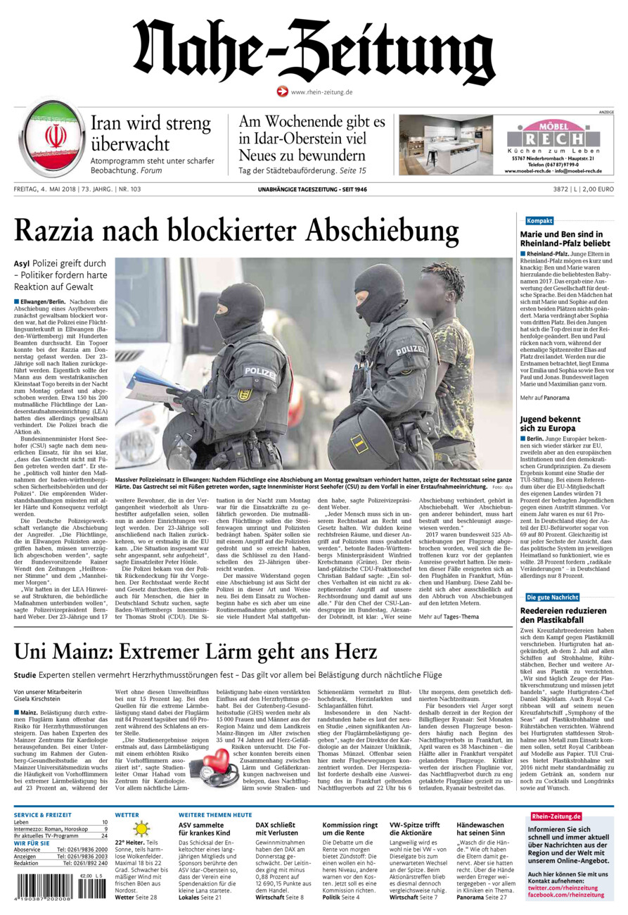Nahe-Zeitung vom Freitag, 04.05.2018