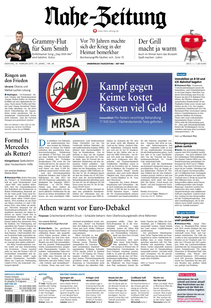 Nahe-Zeitung vom Dienstag, 10.02.2015
