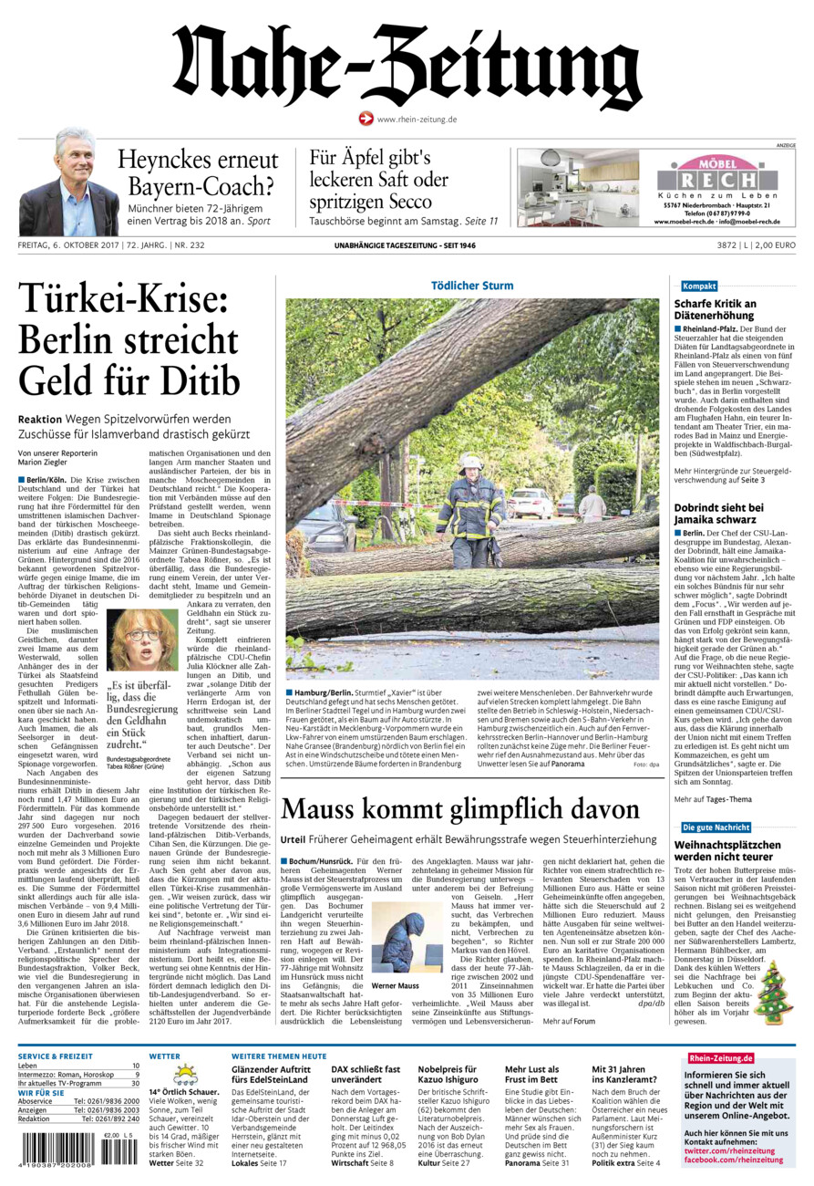 Nahe-Zeitung vom Freitag, 06.10.2017