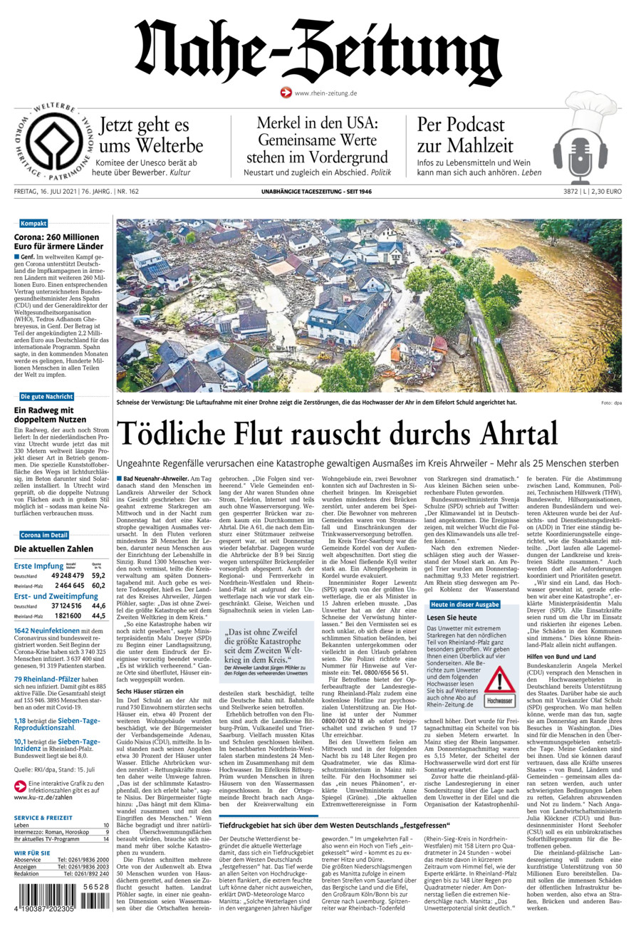 Nahe-Zeitung vom Freitag, 16.07.2021