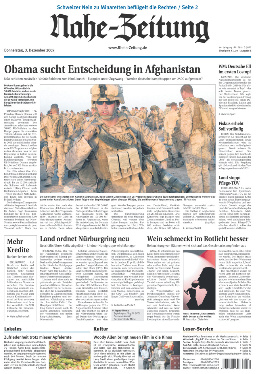 Nahe-Zeitung vom Donnerstag, 03.12.2009