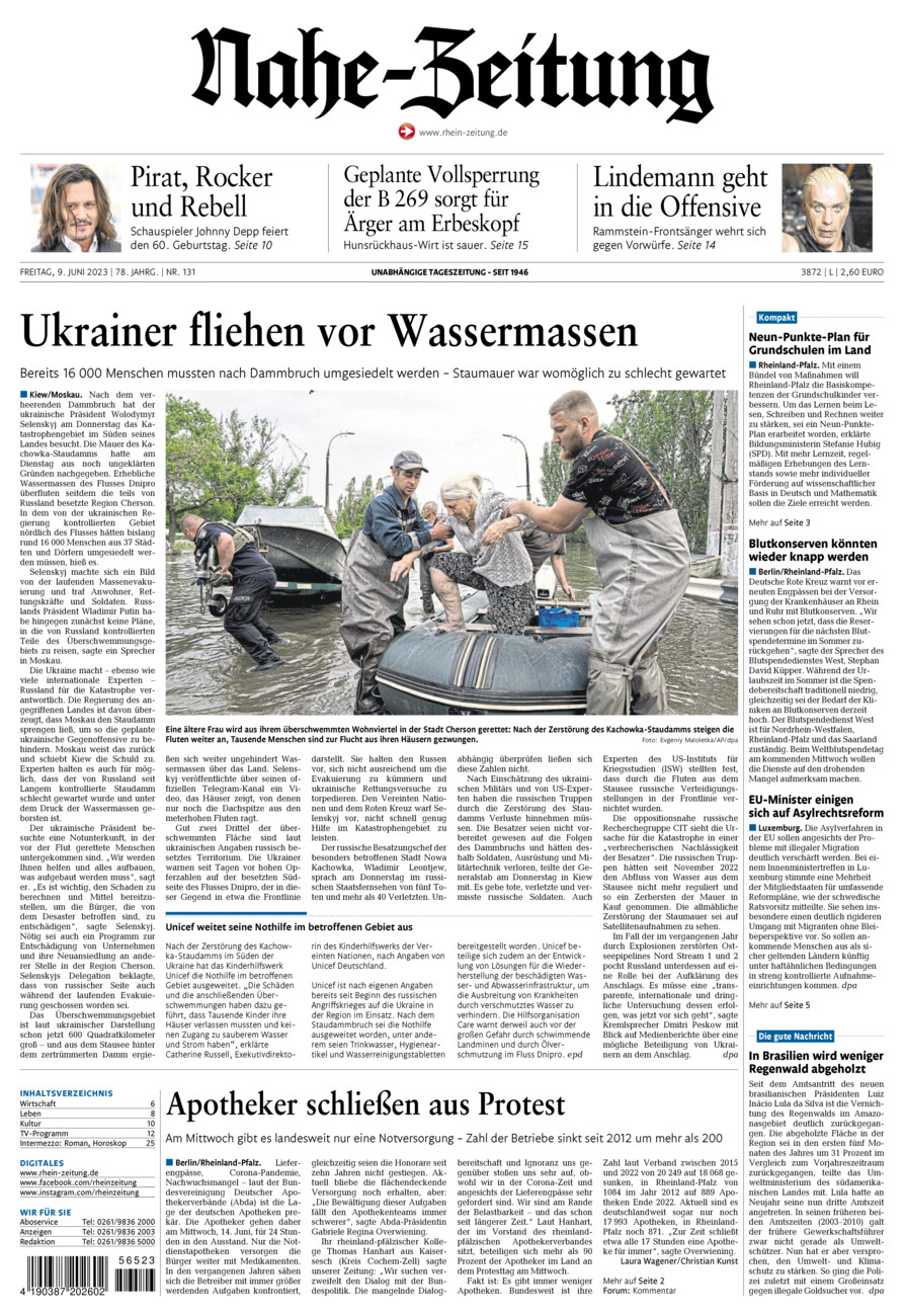 Nahe-Zeitung vom Freitag, 09.06.2023