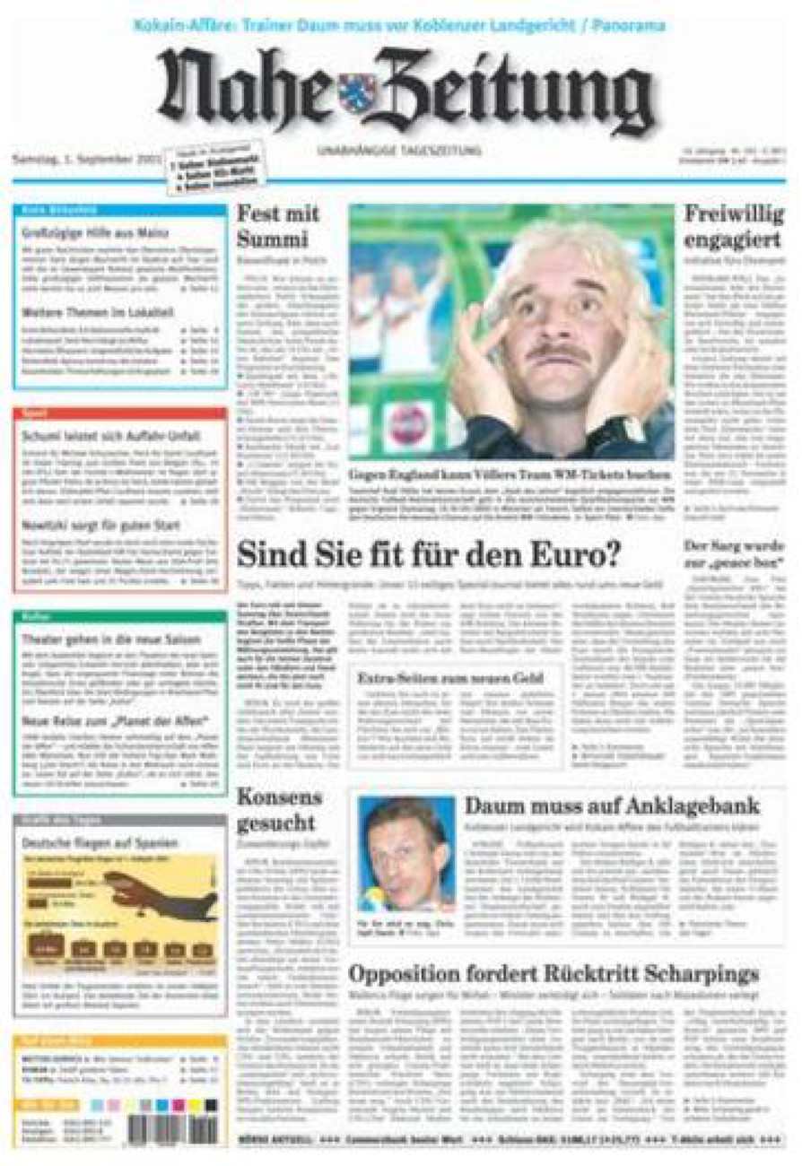 Nahe-Zeitung vom Samstag, 01.09.2001