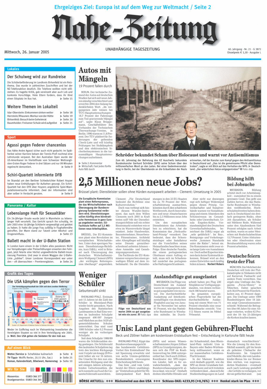 Nahe-Zeitung vom Mittwoch, 26.01.2005