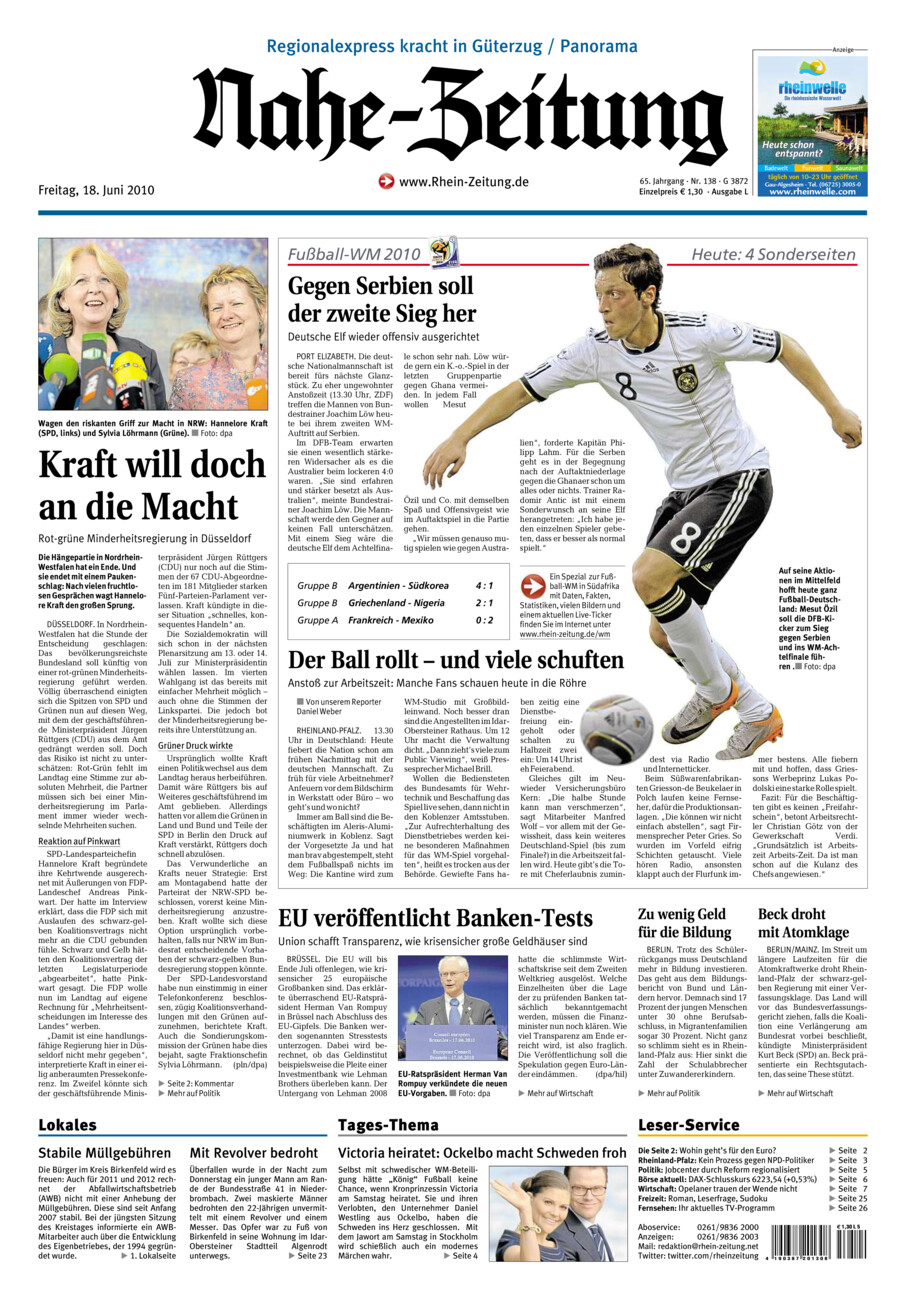 Nahe-Zeitung vom Freitag, 18.06.2010