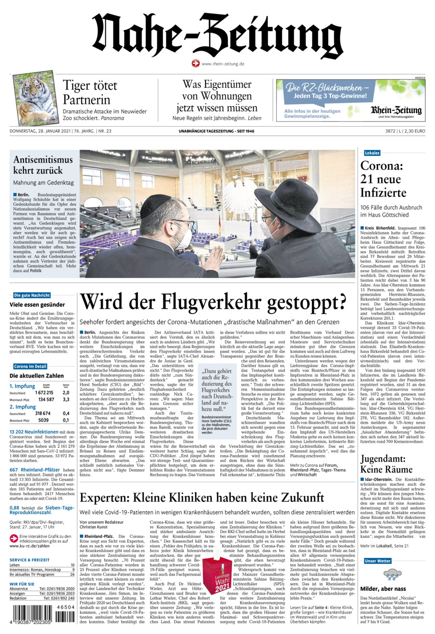 Nahe-Zeitung vom Donnerstag, 28.01.2021