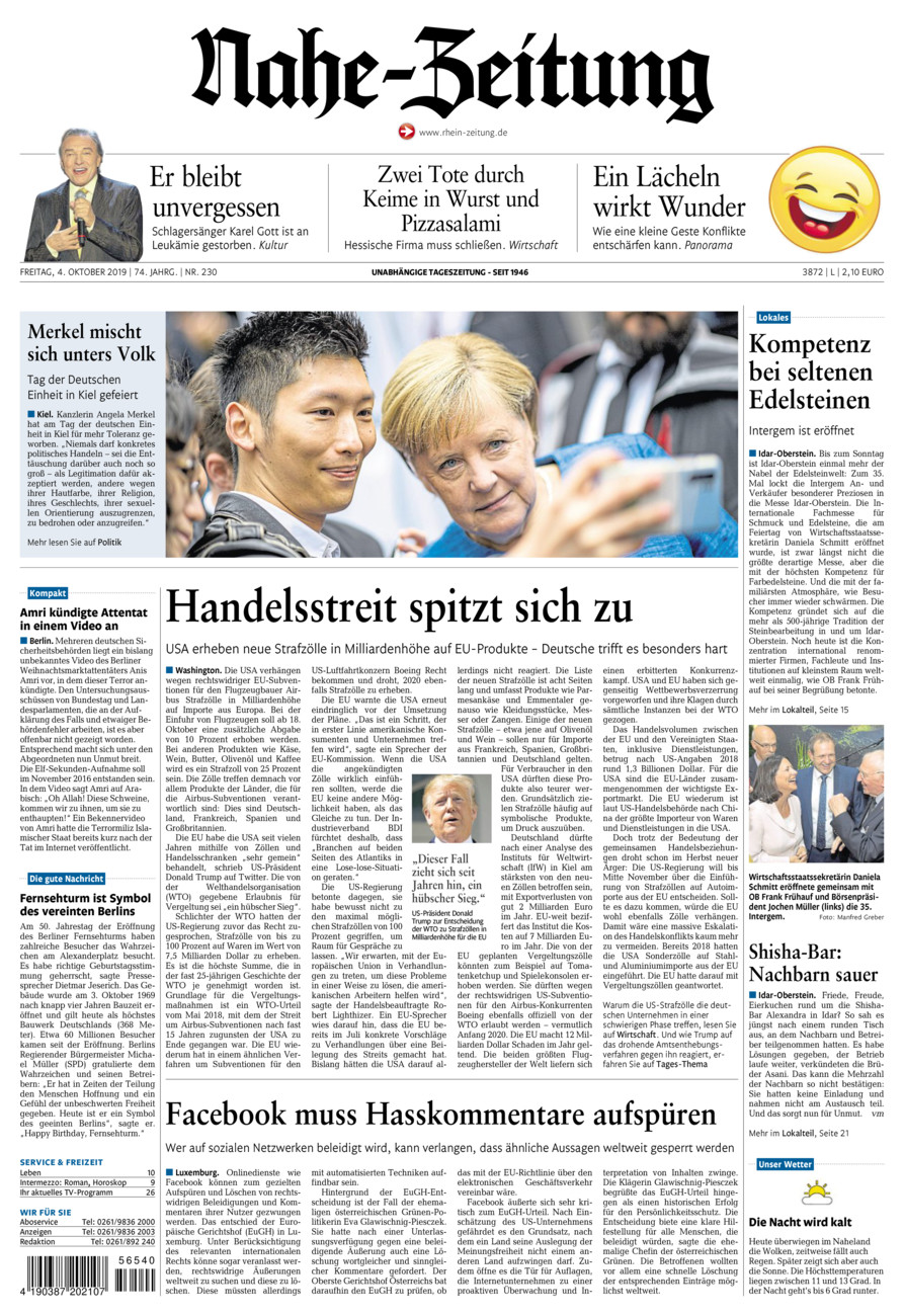 Nahe-Zeitung vom Freitag, 04.10.2019