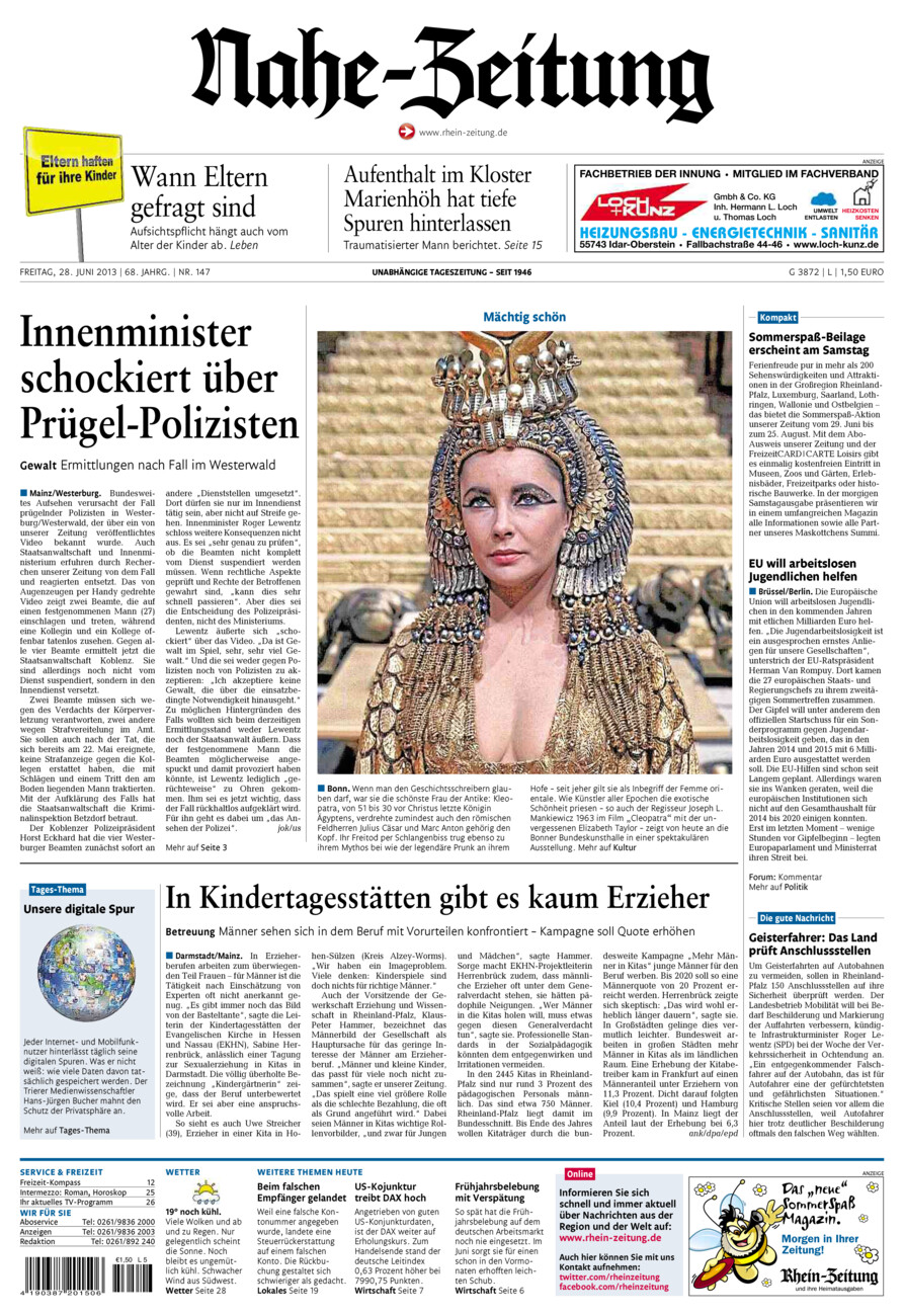 Nahe-Zeitung vom Freitag, 28.06.2013
