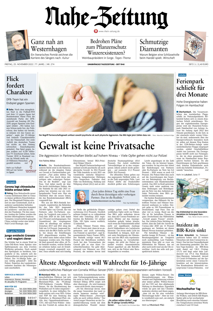 Nahe-Zeitung vom Freitag, 25.11.2022