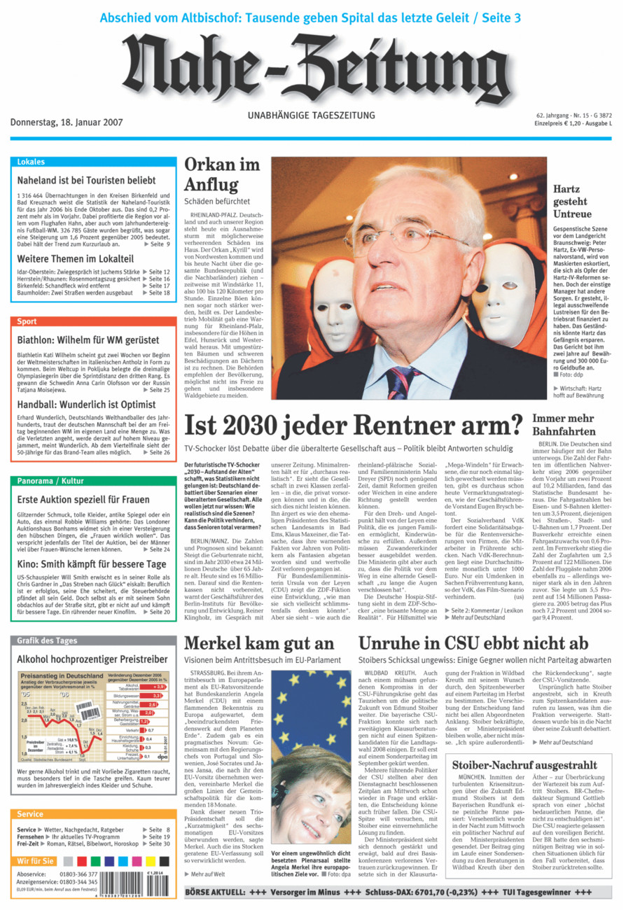 Nahe-Zeitung vom Donnerstag, 18.01.2007