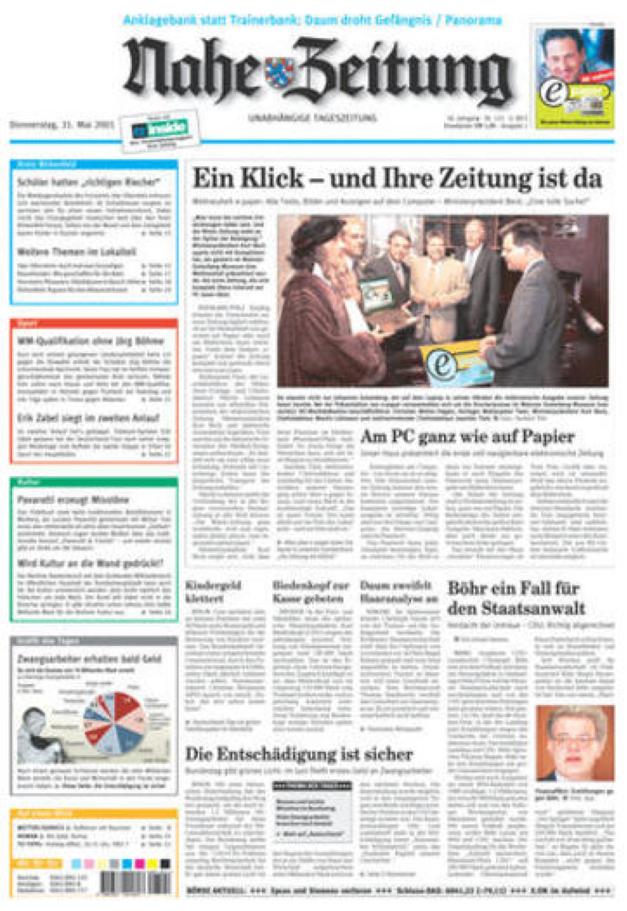 Nahe-Zeitung vom Donnerstag, 31.05.2001