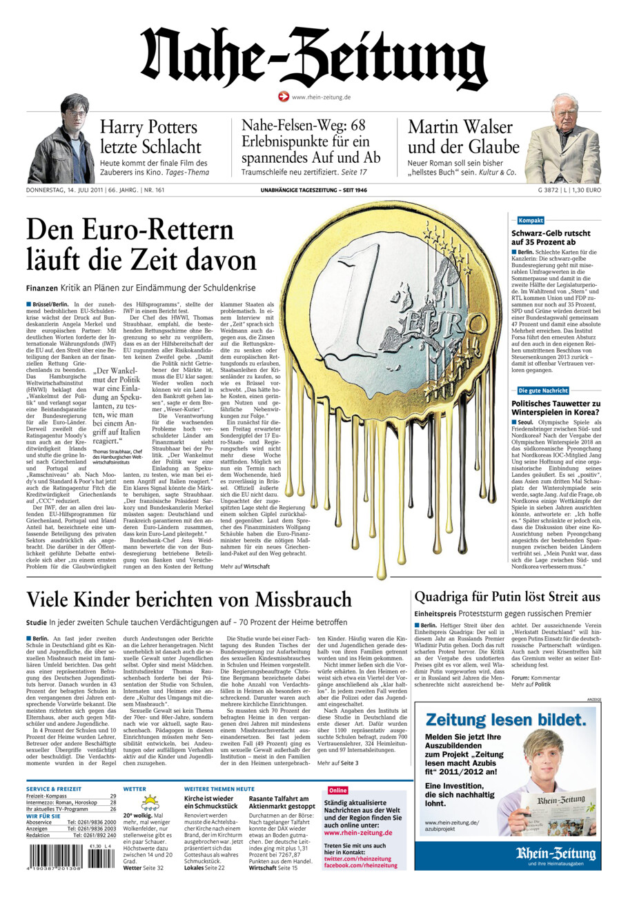 Nahe-Zeitung vom Donnerstag, 14.07.2011