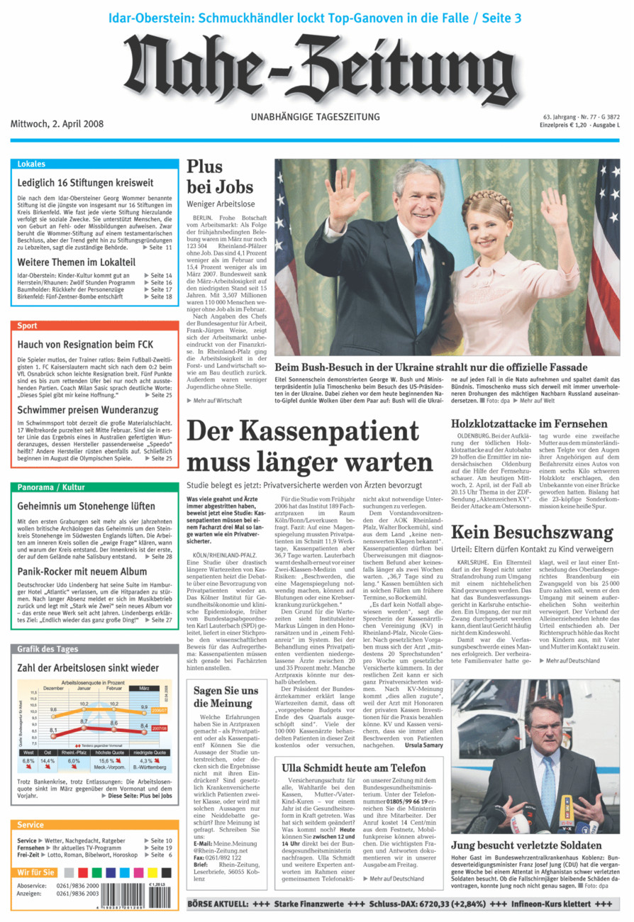 Nahe-Zeitung vom Mittwoch, 02.04.2008