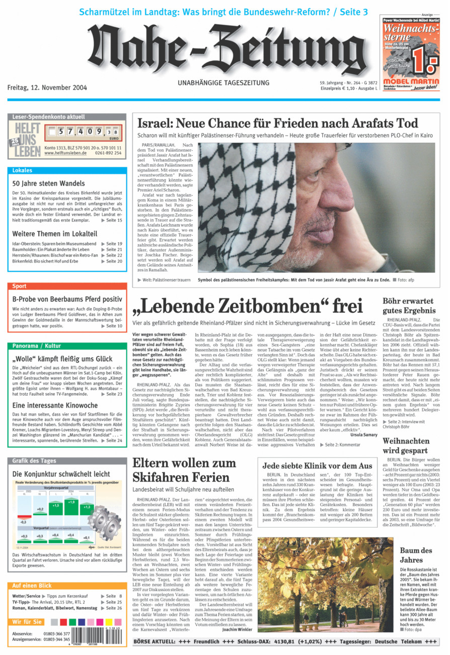 Nahe-Zeitung vom Freitag, 12.11.2004